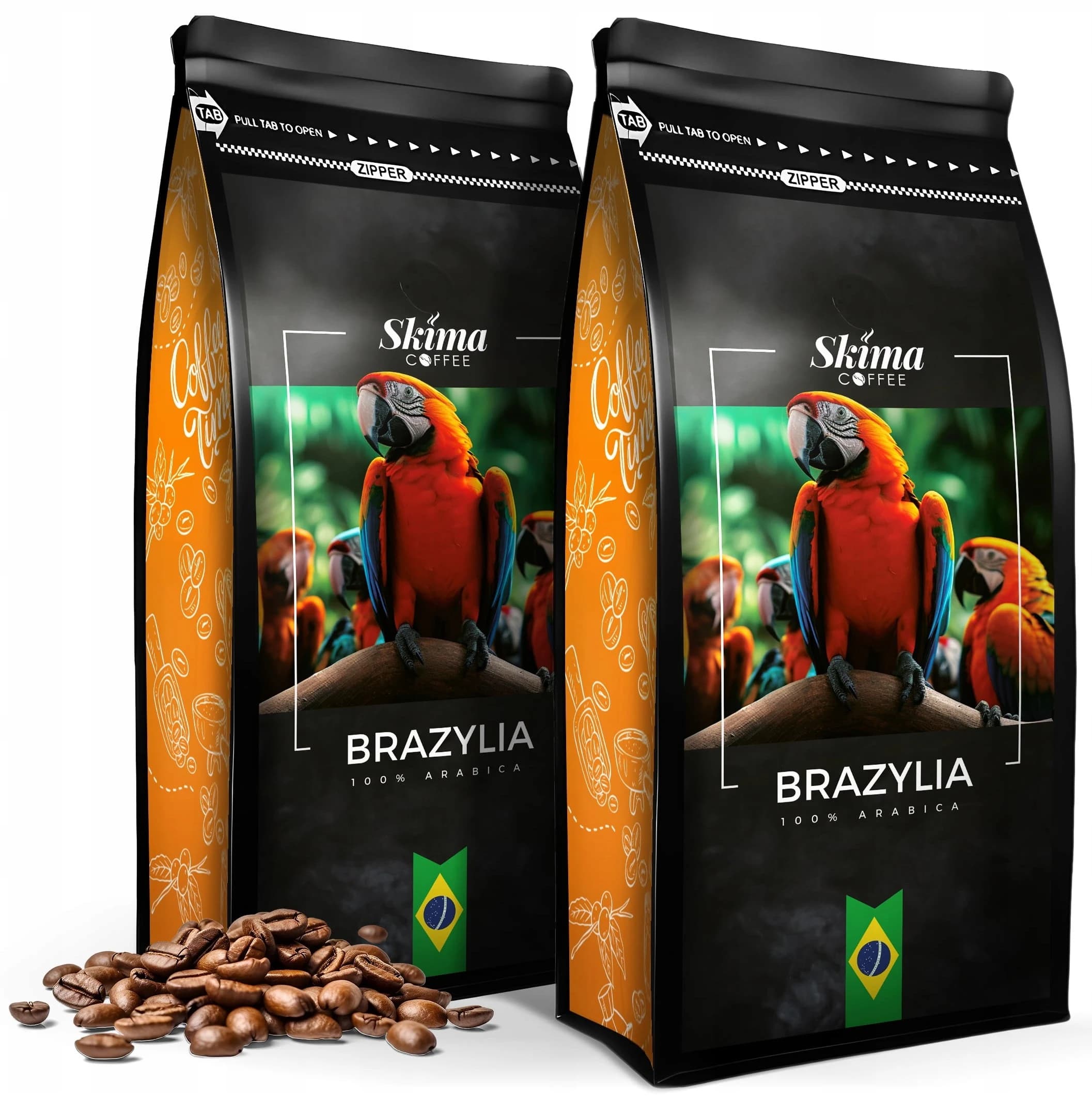Ziarna kawy 2x1 kg BRAZYLIA 100% ARABICA, świeżo palone